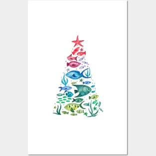 Ocean Life Christmas Tree Posters and Art